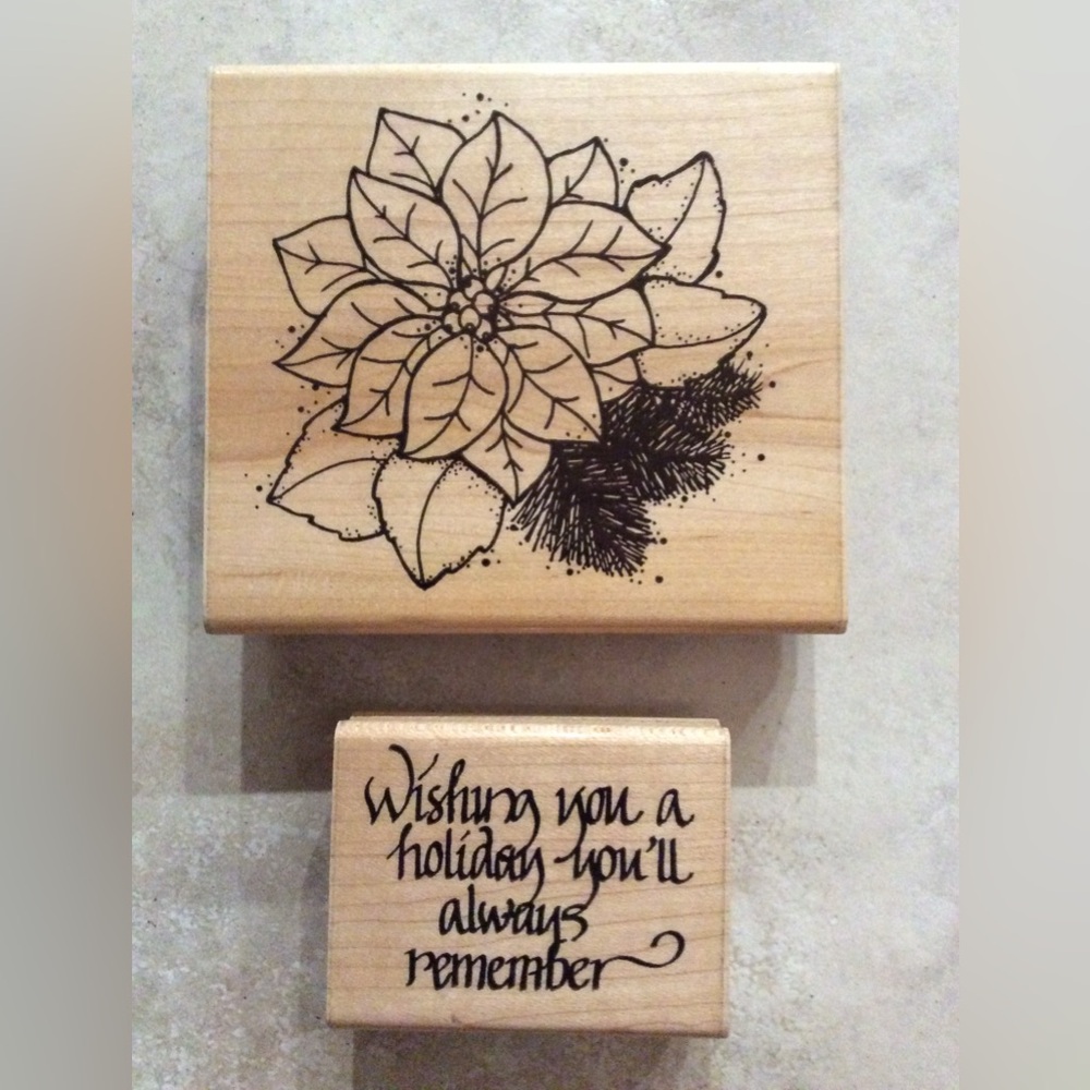 D.O.T.S rubber stamps. Christmas Sayings, Present, Holly, Poinsettia - Picture 4 of 5